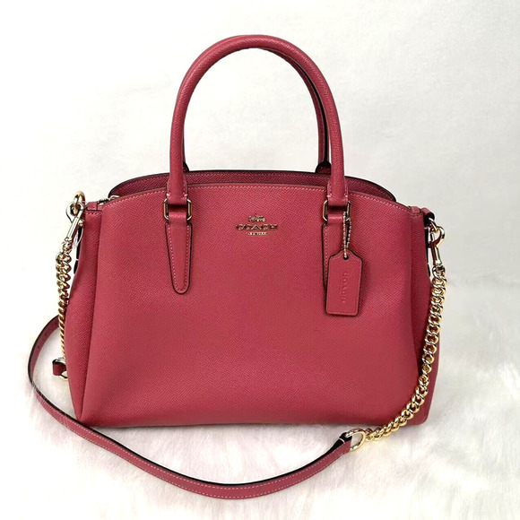 Coach Sage Carryall Crossbody In Gold/Strawberry Crossgrain Leather F28976 NWT - Picture 1 of 11